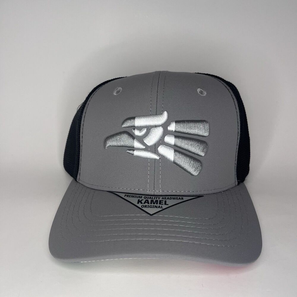 Kamel Trucker Hat Mexico Eagle Gray Black Snapback Mesh Cap New